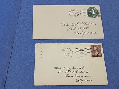 x2 CA 1800s UNUSUAL LATE USES 1924-42 ! NEVADA CITY/PALO ALTO MACHINE CANCELS !! - Image 1 of 2