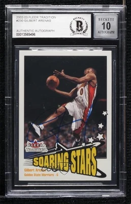 BAS 2002-03 Fleer Tradition Soaring Stars Gilbert Arenas #230 BGS Auténtico Automático Foto 1 de 2