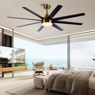 Black and Gold Ceiling Fan with Lights Remote Control, 6 Speed DC Motor, Modern  - Image 1 of 4