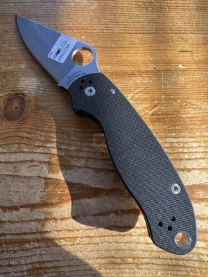 Spyderco Para 3 CPM S45VN Borde Liso Negro G10 PM3 C223GP Segundo de Fábrica -B Foto 1 de 4