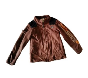 Disney Star Wars Brown Han Solo Aviator Jacket Size 4- 5/6 Faux Suede Length 18" - Picture 1 of 9