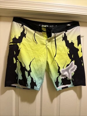 Bañador/traje de baño/pantalones cortos Fox Racing para hombre, amarillo neón y negro, talla 36 Foto 1 de 4