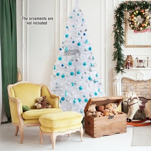 8Ft Artificial PVC Christmas Tree W/Stand Holiday Season Indoor Outdoor White - Picture 1 of 10
