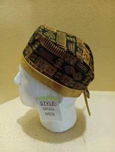 African Print Tribal Men's Skull/Chemo Surgical Scrub Hat/Cap Handmade - Picture 1 of 7