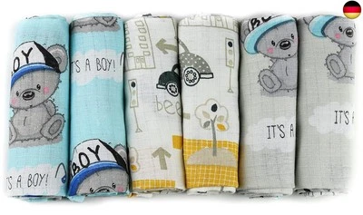 BESUCHE DEN FENSILO- FENSILO - Mulltücher - Mullwindeln - 6er Pack 70x80 cm - Stoffwindeln, Made IN