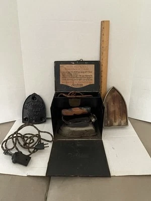 Sunbeam Electric Iron w Metal Box, Chicago Flexible Shaft Co Early 1900 - Image 1 of 4