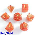 Pearl Poly 7 Dice Rpg Set Red Gold Pathfinder 5E Dungeons Dragons D&D Hd
