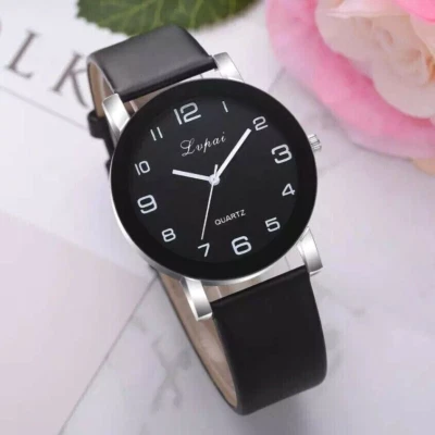 Damenuhr neu Armbanduhr Watsch Quarz Uhr Leder schwarz Damen Schmuck Analog Jung - Bild 1 von 3
