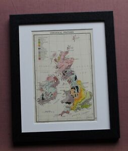 1915 Map of Great Britain & Ireland Geological Features