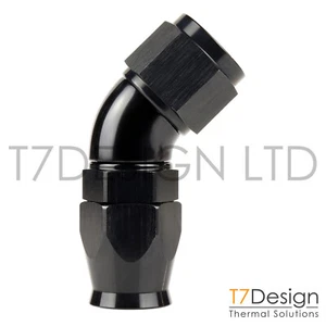 AN12 45 Degree PTFE Full Flow Braided Hose Fitting -12 AN12 JIC Black - Picture 1 of 1