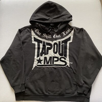 Sudadera con Capucha Tapout De Colección Para Hombres Negra MPS Out Skill Out Último Envejecido Desteñido Grunge Foto 1 de 4