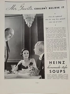 1935 Heinz Suppen Glück Zeitschrift Print Werbung Dinner Party - Bild 1 von 2