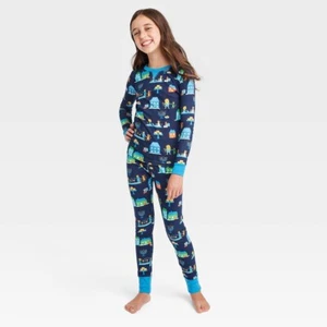 Kids' Hanukkah Lions Print Pajama Set Size 5 Navy Blue Matching Family - Picture 1 of 3