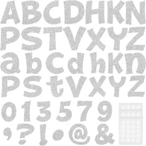 216 Pcs Glitter Bulletin Board Letters for Classroom Numbers 4 Inch, Silver - Picture 1 of 6
