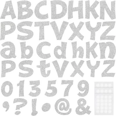 216 Pcs Glitter Bulletin Board Letters for Classroom Numbers 4 Inch, Silver  - Image 1 of 4