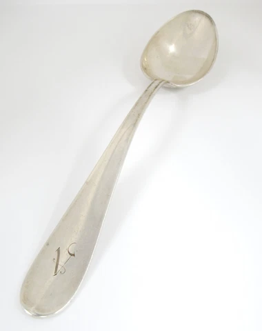 Vintage Serving Spoon Sterling Silver Maker Gorham Dolly Madison V Mono 8 1/2" Cover