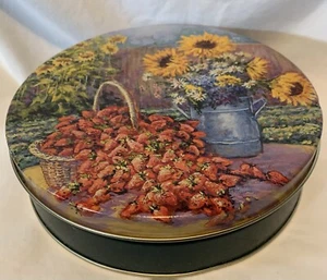 Sunflower & Strawberry Round Storage Tin - Picture 1 of 8