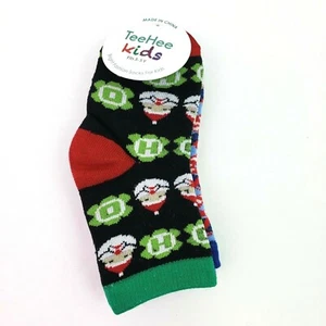 TeeHee Kids Size 3-5 Years Cotton Fun Santa Christmas Holiday Crew Socks 3 Pack - Picture 1 of 4