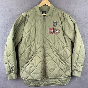 DC Shoe Company quilted Down Jacket size XL Green Badges Skate Surf - Picture 1 of 9
