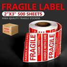500-3000 Fragile Stickers 2x3 Handle with Care Thank You 500/Roll Warning Labels