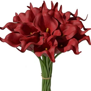 20pcs Burgundy Flowers Artificial Calla Lily Silk Fake Flowers 13.4" for Moth... - Picture 1 of 9