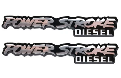 1995-1997 Ford 7.3L Powerstroke Power Stroke Diesel Front Fender Emblems Pair - Image 1 of 4