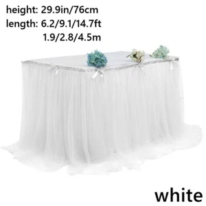 1X Tulle Tutu Mesh Table Skirt Cover Decor Birthday Wedding Party Tablecloth - Picture 1 of 24