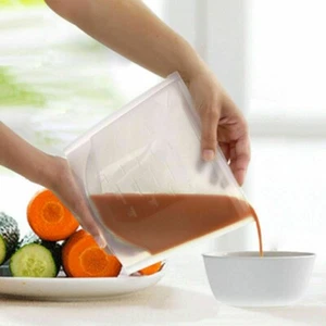LIQUID FOOD FREEZER STORAGE RESEALABLE POUCHES SELF STANDING REUSABLE FOOD BAGS - Picture 1 of 10