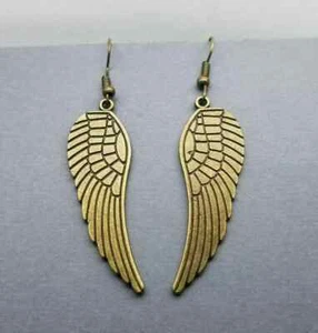 Bronze Finished Angel Wings Hook Dangle Earrings A - Picture 1 of 4
