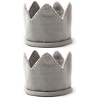 2pcs Baby Kids Girls Warm Winter Knitted Hat Crown Knit Headband (Gray)