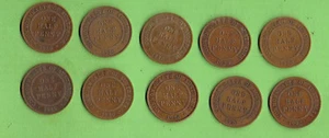 TEN 1920 AUSTRALIAN BRONZE HALFPENNY COINS - Picture 1 of 2