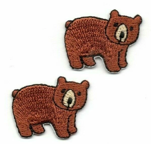 BABY BROWN BEAR SMALL SET OF 2 Iron On Patch Animals Children Bears - Image 1 of 1