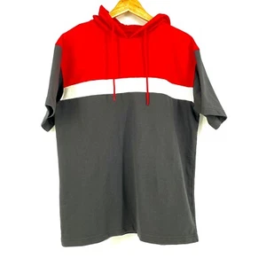 ORIGINAL USE Herren Kurzarm Hoodie Größe M rot weiß schwarz Kordelzug - Bild 1 von 4