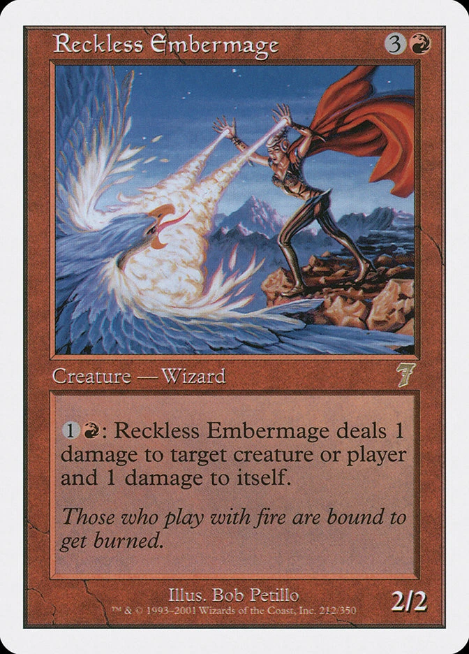 FOIL Reckless Embermage | MtG Magic 7th Edition | English | Lightly Played (LP)