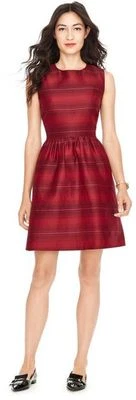 NUEVO FOSIL Marca Vestido Rojo Calce y Acampanado Vestido de Cóctel Talla 4 $138 Seda/Algodón  Foto 1 de 4