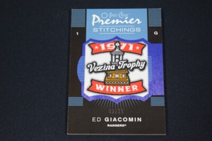 Ed Giacomin 2007-08 O-Pee-Chee Premier Stitchings Patch Variation /25