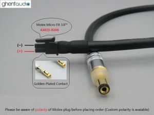 DC24 --- Oyaide DC Plug to Molex 43025-0200 Canare 4S6 DC Interconnect Cable - Picture 1 of 3