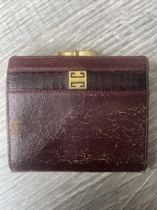 GIVENCHY Coin Case Leather Burgundy All Over Pattern Ladies - Picture 1 of 4