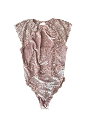 Victoria’s Secret Women’s Bodysuit Sz Large Pink Velvet One Piece Shirt Top - Image 1 of 4