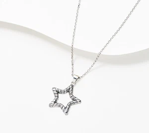 Or Paz Sterling Silver Organic Texture Star Motif Necklace. 18" - Picture 1 of 1