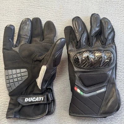Ducati Leather Motorcycle Gloves Carbon Fiber Knuckle Protection Sport C3 Spidi - Image 1 of 4