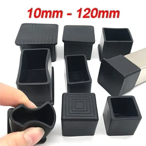Square Chair Leg Caps Anti-Slip Rubber Chair Tips Table Chair Floor Protectors - Picture 1 of 43