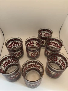 Vintage Houze SEASONS GREETINGS GLASMALEREI OPTIK 7er Set Gläser blau/rot - Bild 1 von 2