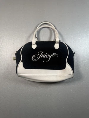 Bolso Cartera Bolso de Mano Juicy Couture para Mujer Mediano Negro Blanco Difuso Corazón Dije Foto 1 de 4