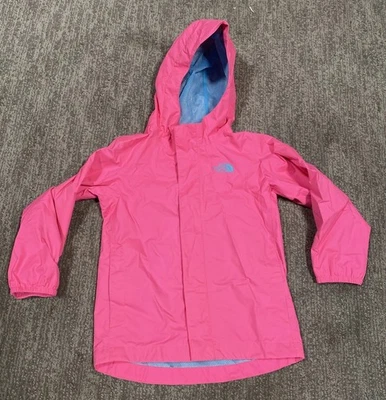 The North Face ~ DryVent Rain Jacket Hood Neon PINK Waterproof Coat ~ Girls 4T  - Image 1 of 4
