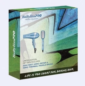 BaByliss Pro Nano Titanium, 2000 Watt Ionic Dryer & Thermal Paddle Brush - Picture 1 of 5