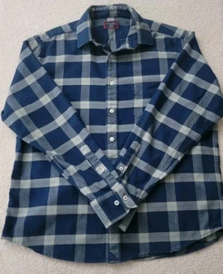 Untuckit Hemd Herren mittelblau kariert weiß Knopfleiste Langarm Relaxed Fit - Bild 1 von 4