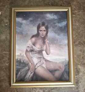 Vintage VINCIATA Print “Broken Silence” by Joseph Wallace King Framed Semi-Nude - Picture 1 of 12