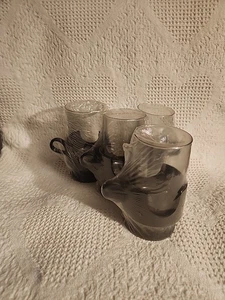 Set of 4 Glass Expresso Cups With Black Handle Sleeves NOS - Picture 1 of 9