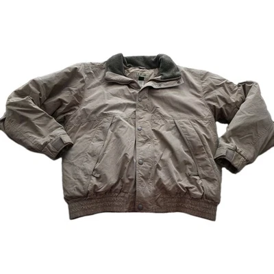 LL BEAN Vintage Goose Down Jacket Beige Zip Men's Medium Quilted Lining - Image 1 of 4